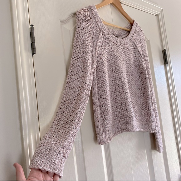 Free People | Blush Mauve Chunky Crop Sweater 100% Cotton - Picture 3 of 7